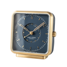 Chic 'Starry Sky' alarm clock displaying a blue dial with gold numbers and a brushed gold-plated frame