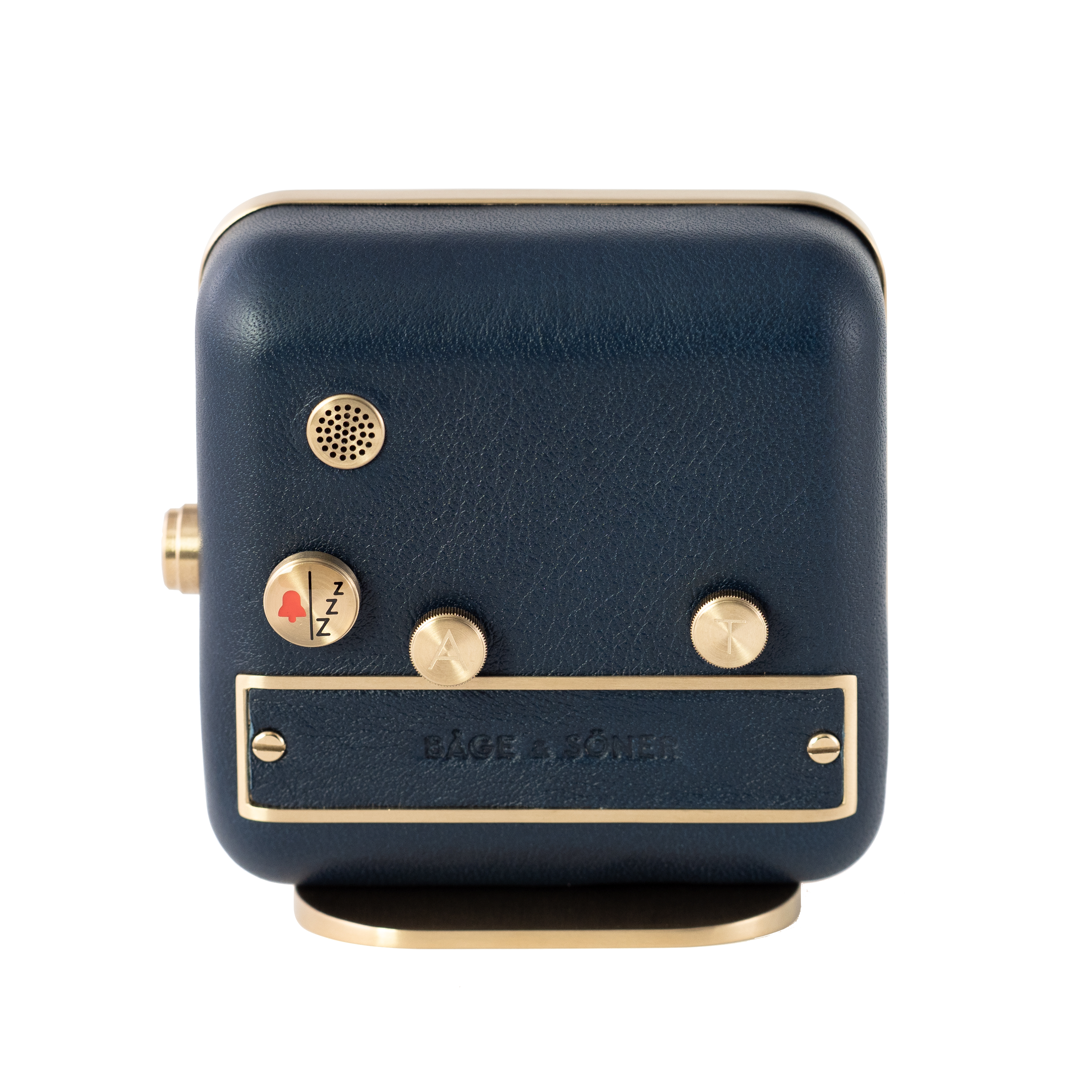 The 'Starry Sky' alarm clock's back, where brushed gold plating meets deep blue leather